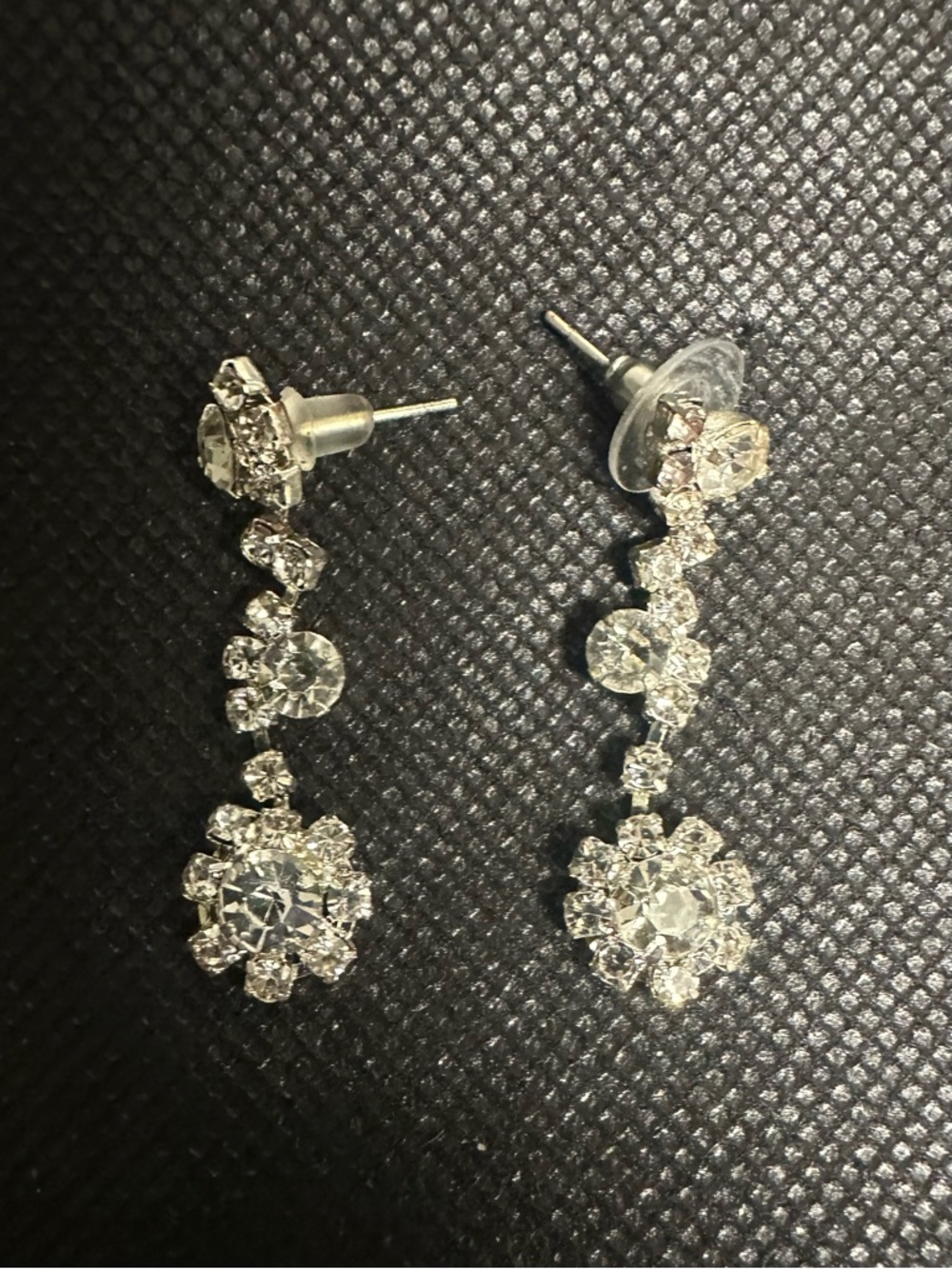 Crystal Drop Dangle Earrings - Clear Silver-Tone